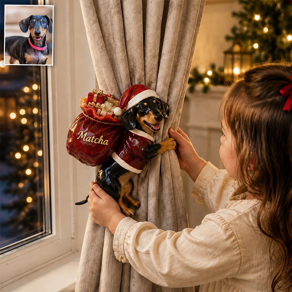Personalized Custom Photo Christmas Yorkshire Terrier Curtain Tieback Holiday Home Decor