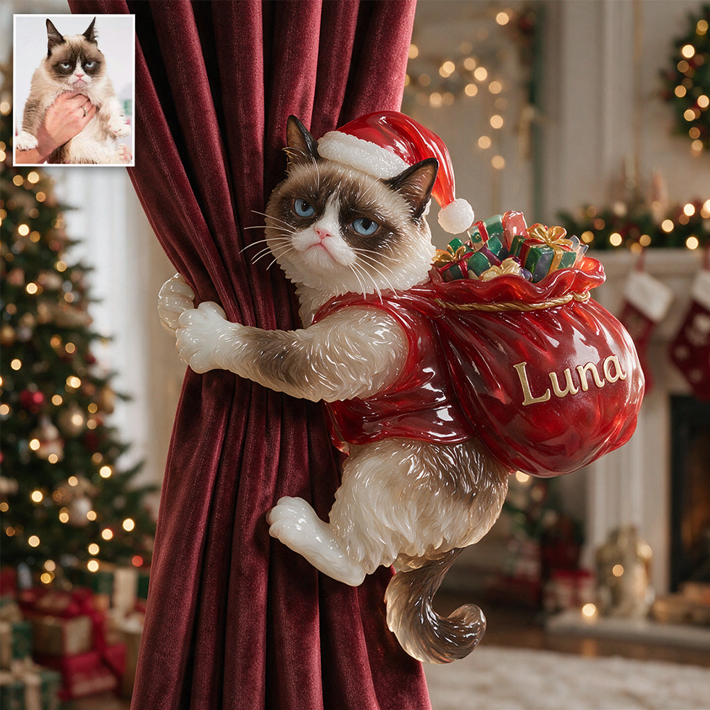 Personalized Custom Photo Christmas Yorkshire Terrier Curtain Tieback Holiday Home Decor
