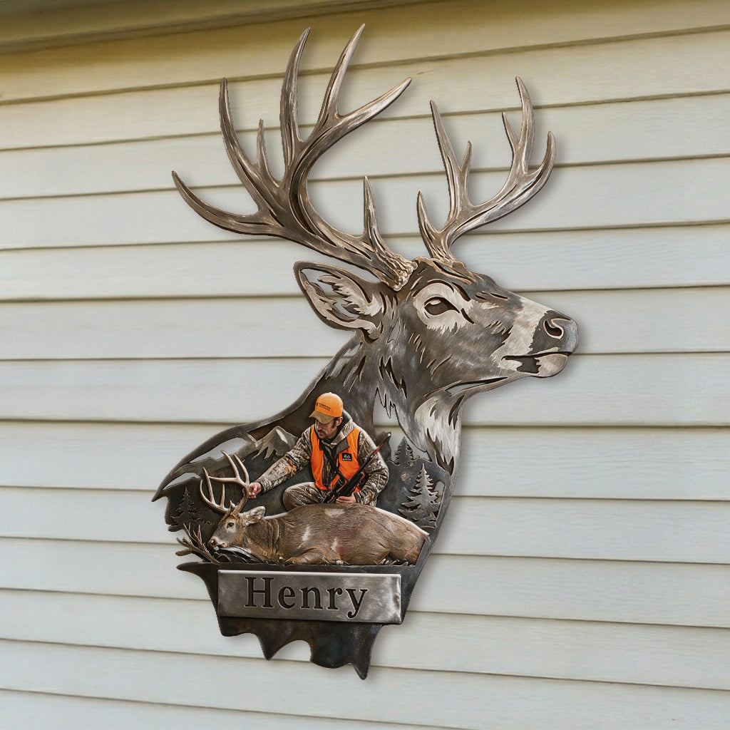 Personalized Custom Photo Black Duck Hunter 3D Cut Metal Sign Hunting Wall Decor
