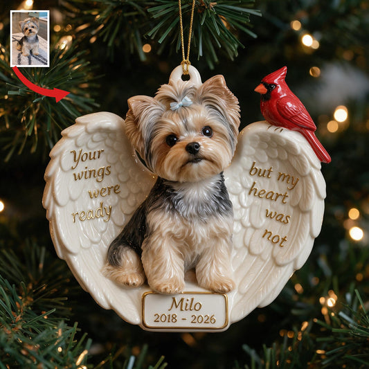 Personalized Custom Photo Yorkshire Terrier Memorial Ceramic Ornament