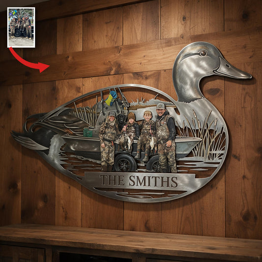 Personalized Custom Photo Hunting Family 3D Cut Metal Sign Hunting Wall Decor