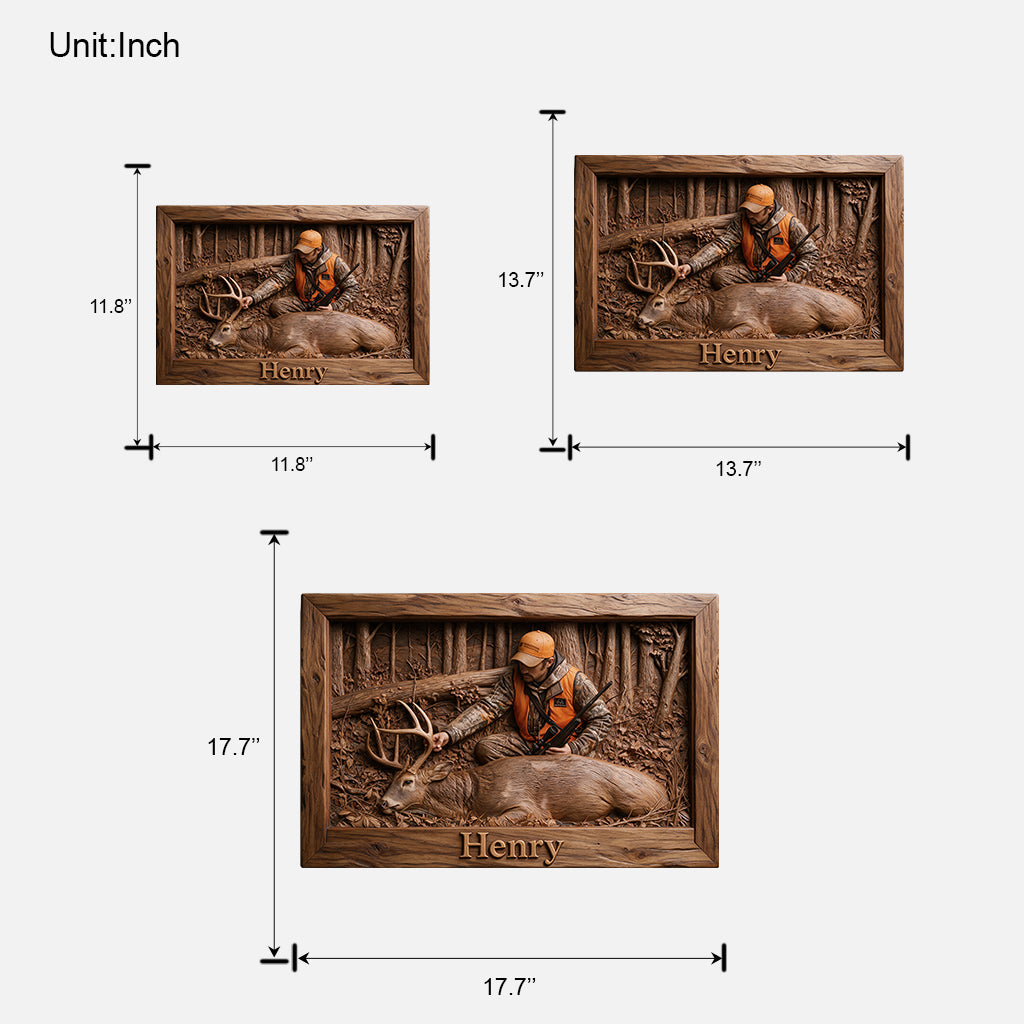 Personalized Custom Photo Hunter and Child with Deer Wood Sign Hunting Wall Decor