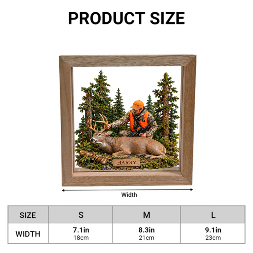 Personalized Custom Photo Hunting Group with Deer Wooden Frame LED Light Hunting Gift