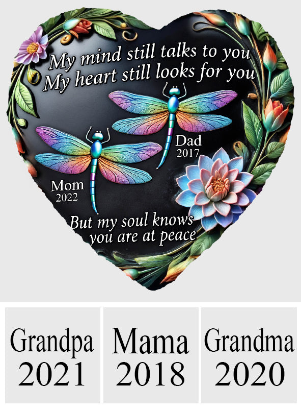 My Mind Still Talks To You - Personalized Memorial Heart Shaped Stone