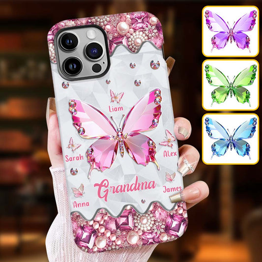Grandma's Butterflies - Personalized Grandma Full Print Phone Case