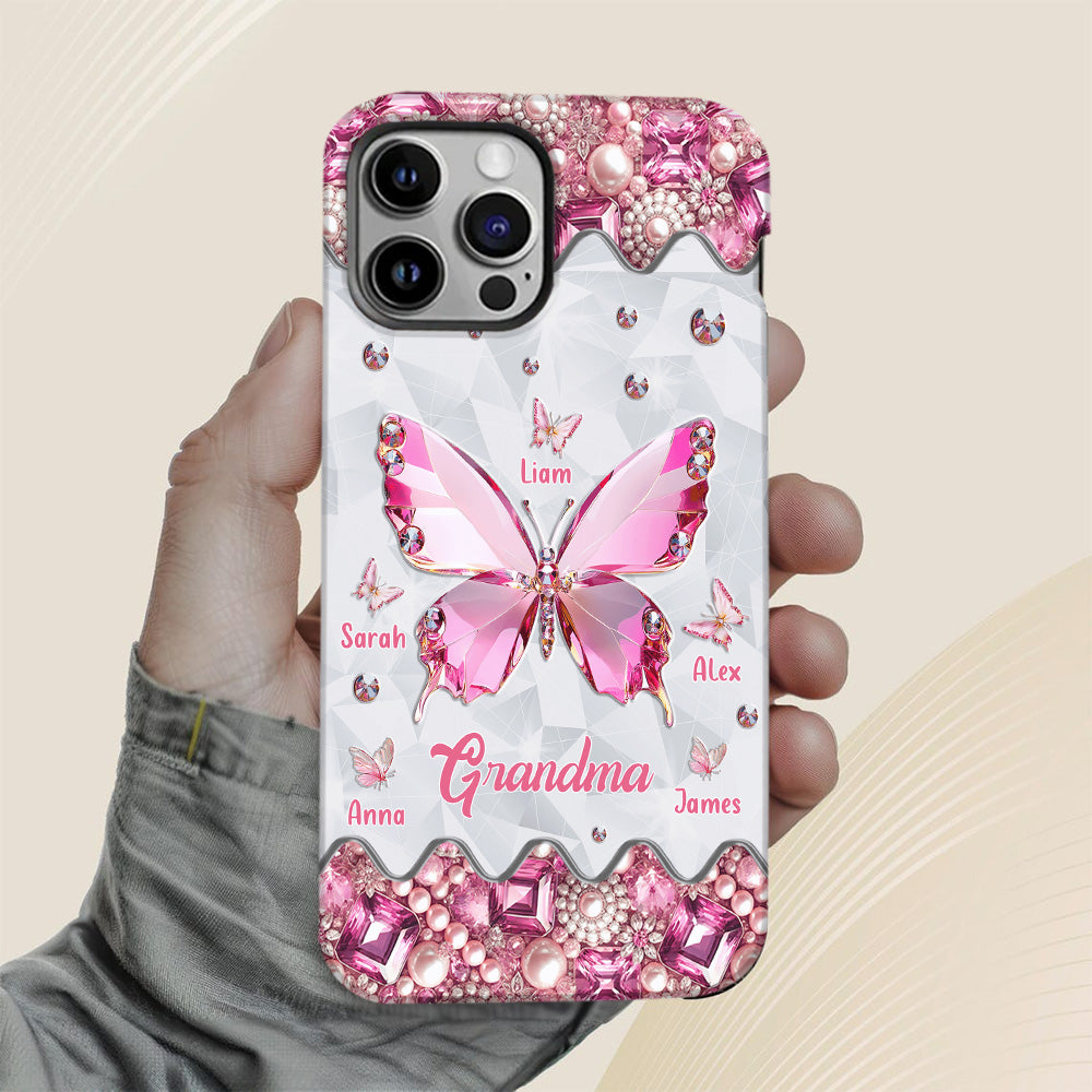 Grandma's Butterflies - Personalized Grandma Full Print Phone Case