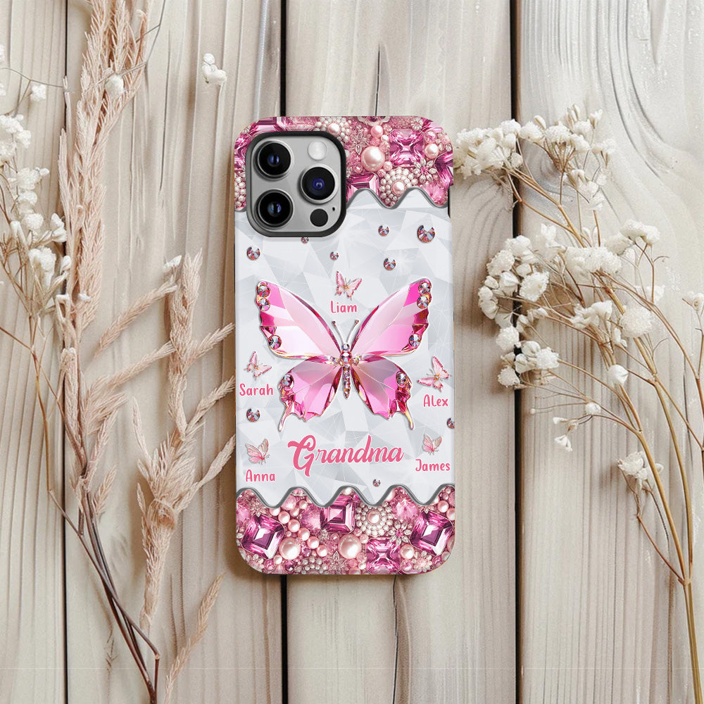 Grandma's Butterflies - Personalized Grandma Full Print Phone Case