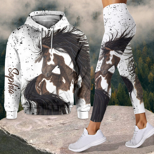 Passionnés de chevaux ? Sweat à capuche et legging personnalisés à motif cheval.