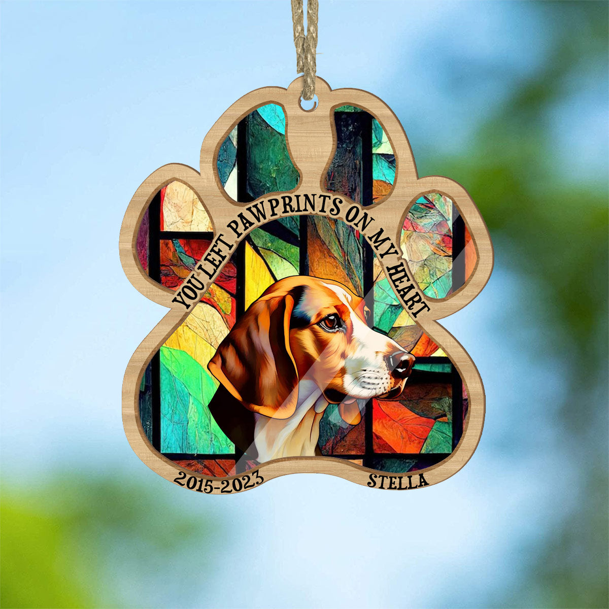 Tu as laissé des empreintes sur mon cœur - Cadeau pour la perte d'un chien ou d'un chat - Attrape-soleil personnalisé