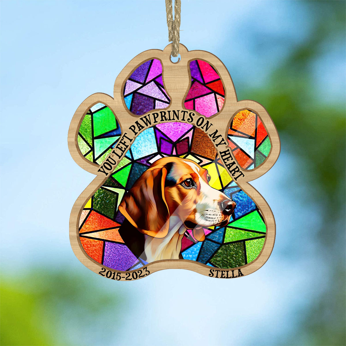 Tu as laissé des empreintes sur mon cœur - Cadeau pour la perte d'un chien ou d'un chat - Attrape-soleil personnalisé