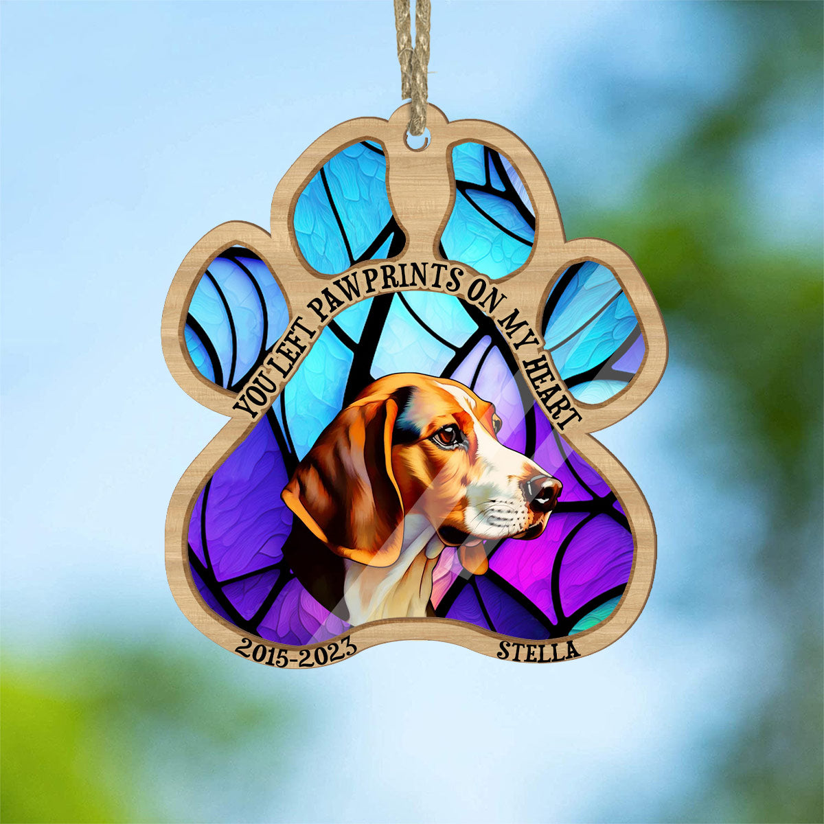 Tu as laissé des empreintes sur mon cœur - Cadeau pour la perte d'un chien ou d'un chat - Attrape-soleil personnalisé