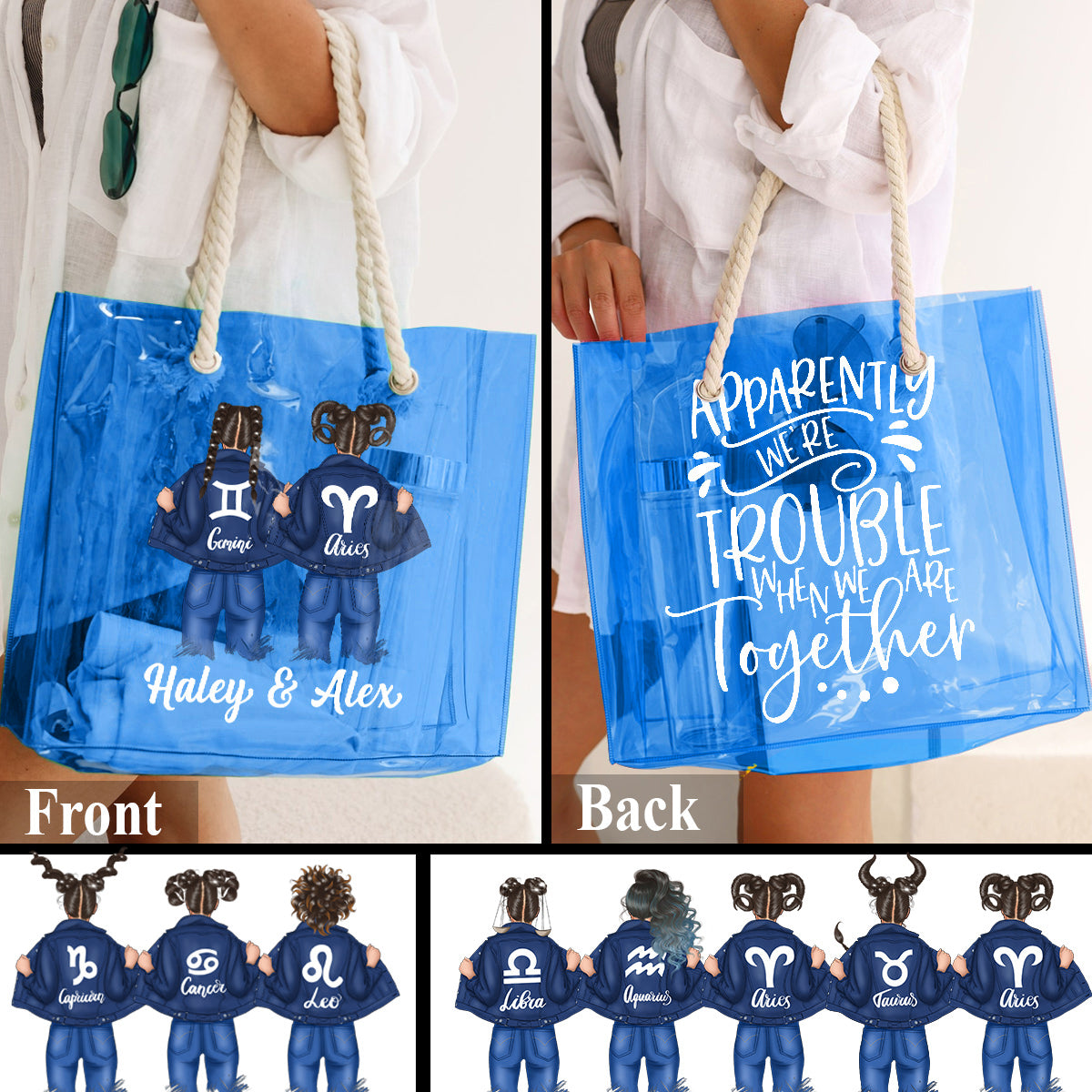 Apparently We Are Trouble - Personalized Bestie Clear Tote Bag