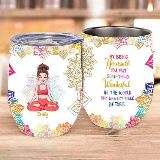 Soyez vous-même - Gobelet à vin de yoga personnalisé