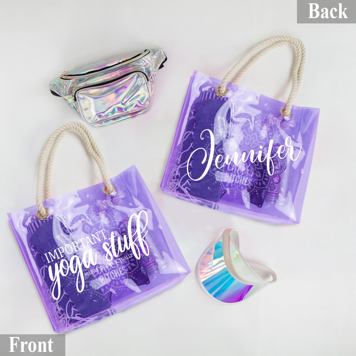 Accessoires de yoga indispensables - Sac fourre-tout transparent personnalisé pour le yoga