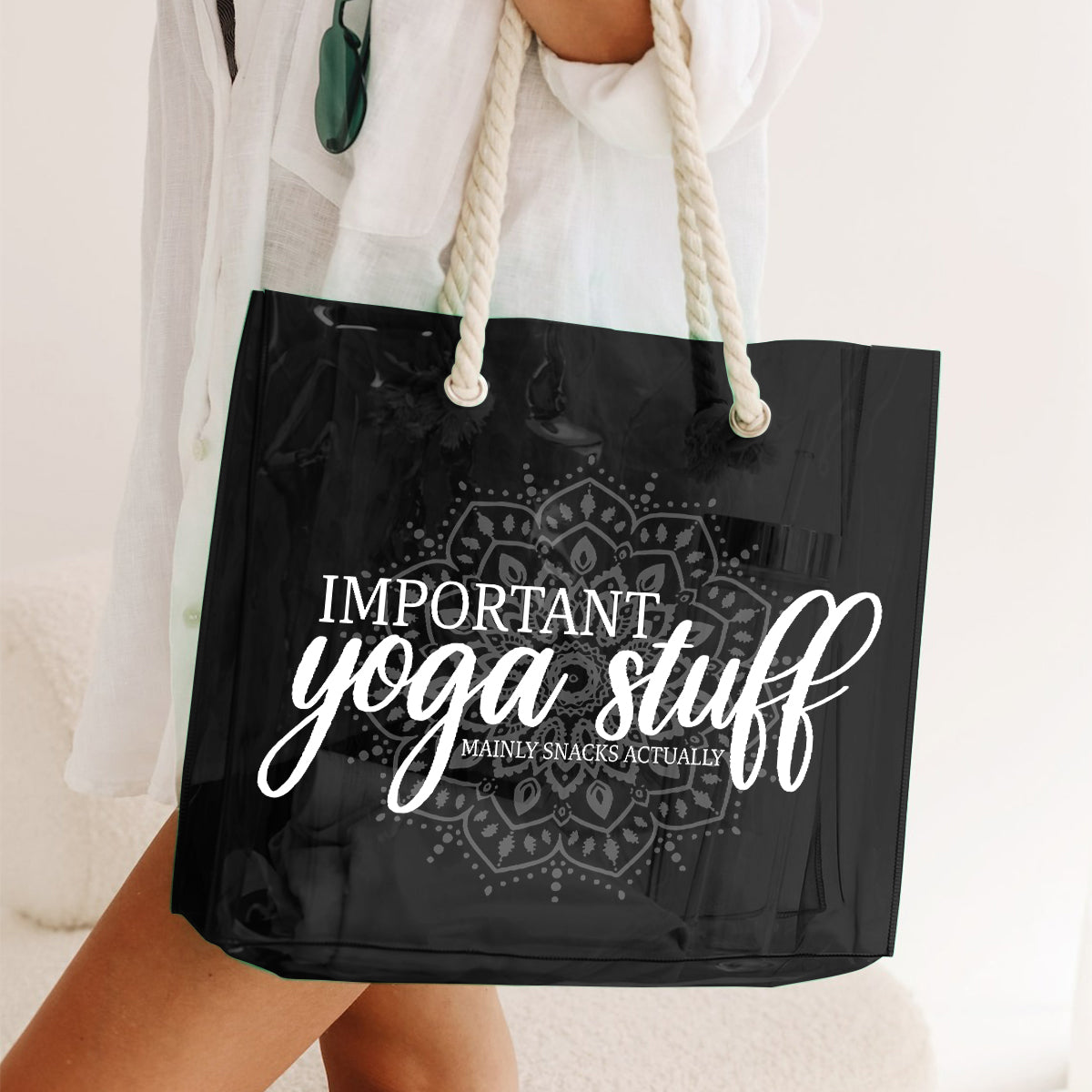 Accessoires de yoga indispensables - Sac fourre-tout transparent personnalisé pour le yoga