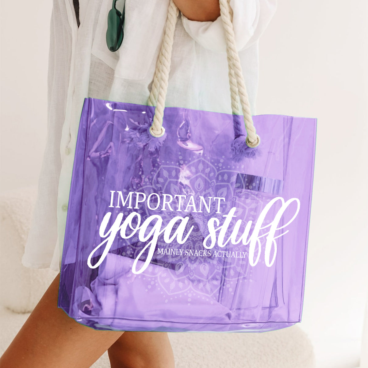 Accessoires de yoga indispensables - Sac fourre-tout transparent personnalisé pour le yoga