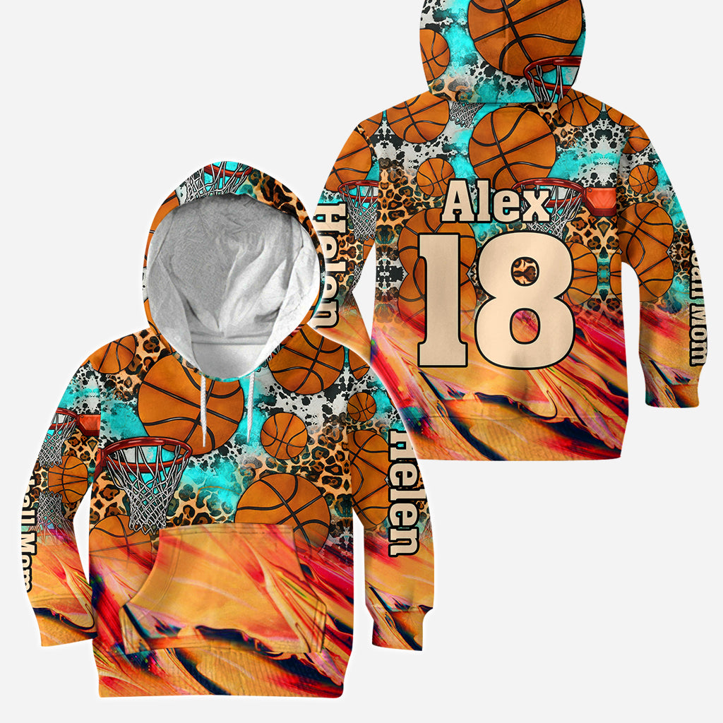 Maman basketteuse léopard - Sweat à capuche et leggings de basket personnalisés