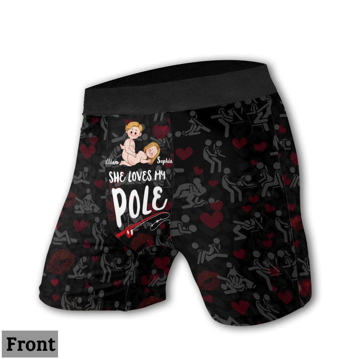 J'aime sa canne, j'aime ses flotteurs - Slips de pêche personnalisés pour femmes et boxers pour hommes