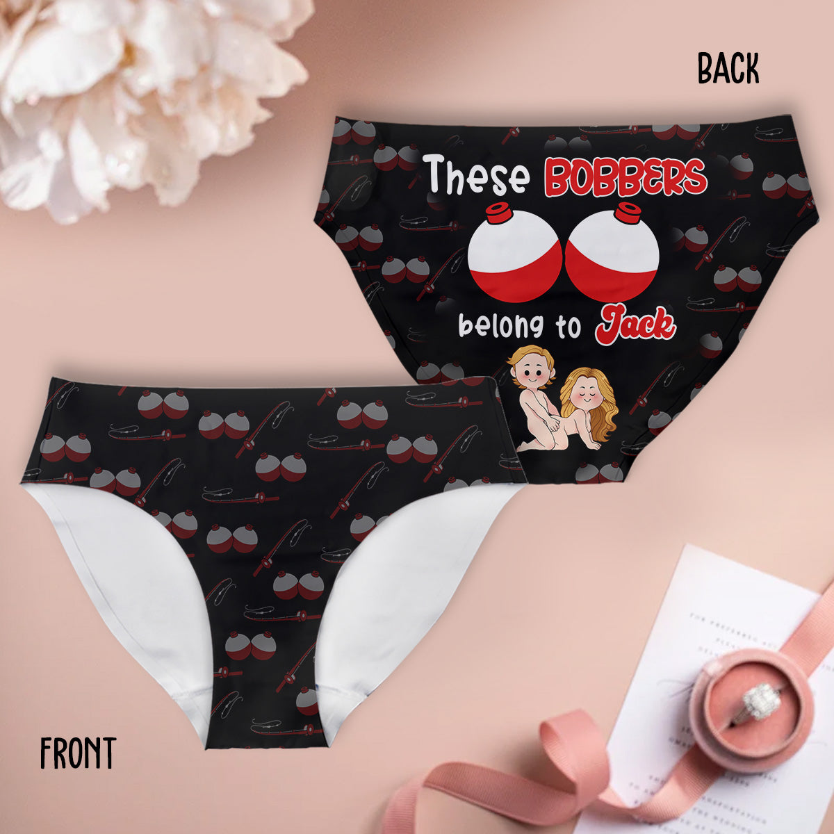 Vous appartiennent - Slips de pêche personnalisés pour femmes et boxers pour hommes