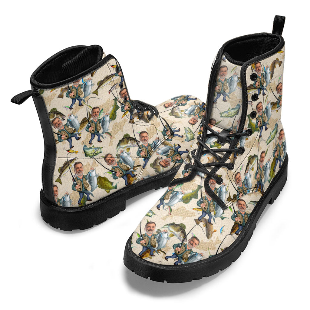 Photo insérée - Pêche amusante - Bottes de pêche en cuir personnalisées