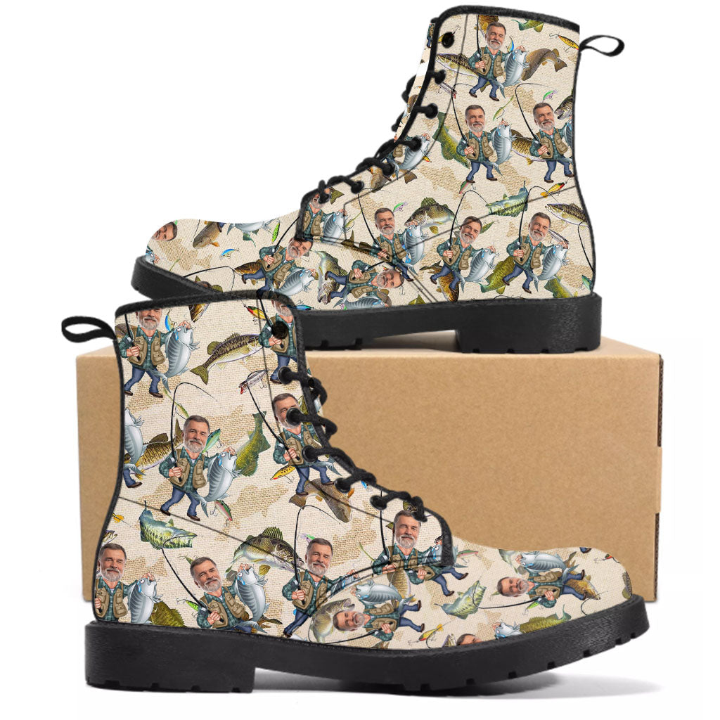 Photo insérée - Pêche amusante - Bottes de pêche en cuir personnalisées