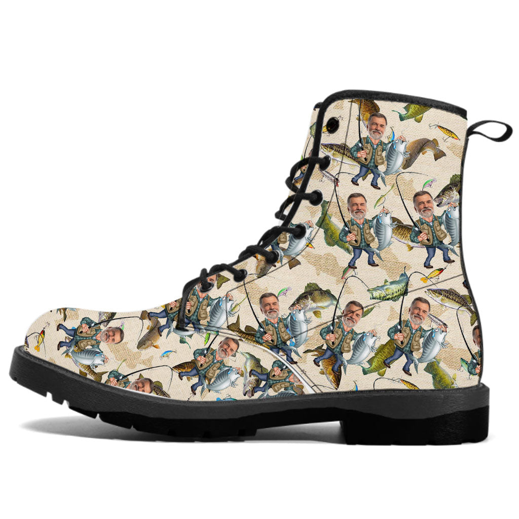 Photo insérée - Pêche amusante - Bottes de pêche en cuir personnalisées