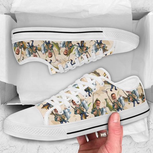 Photo Inserted Funny Fishing - Personalized Fishing Low Top Shoes