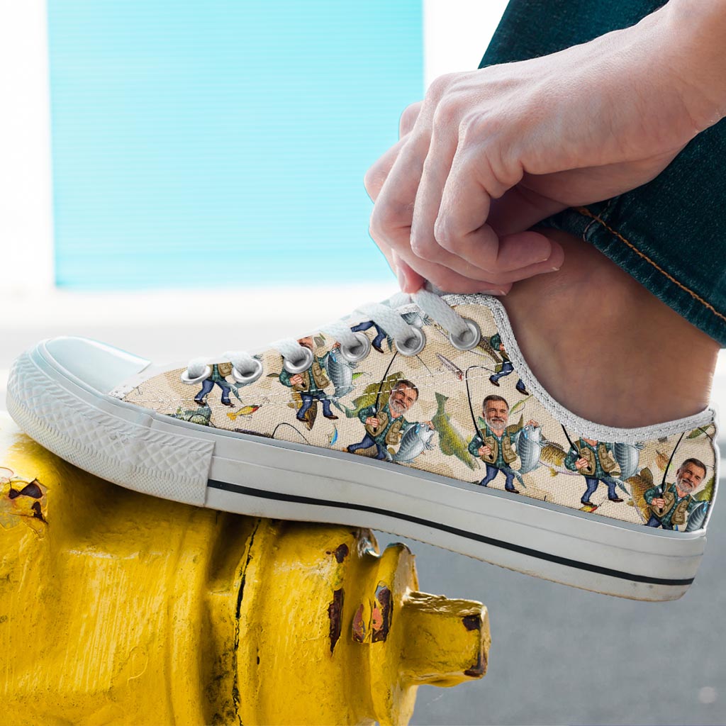 Photo insérée - Chaussures de pêche humoristiques et personnalisées - Chaussures basses de pêche