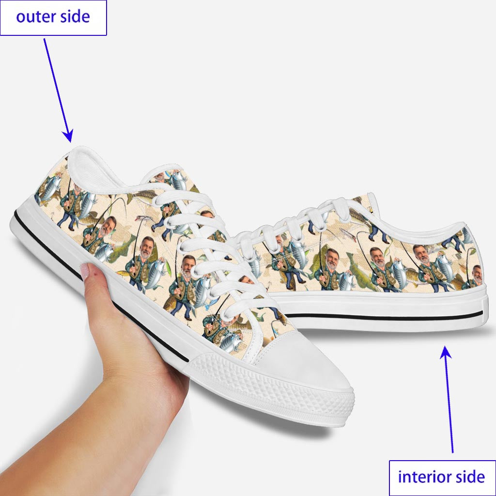 Photo insérée - Chaussures de pêche humoristiques et personnalisées - Chaussures basses de pêche