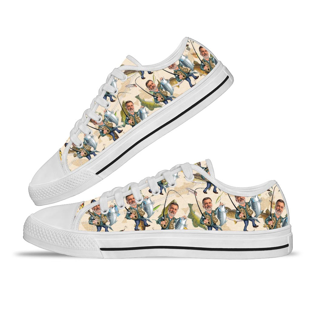 Photo insérée - Chaussures de pêche humoristiques et personnalisées - Chaussures basses de pêche