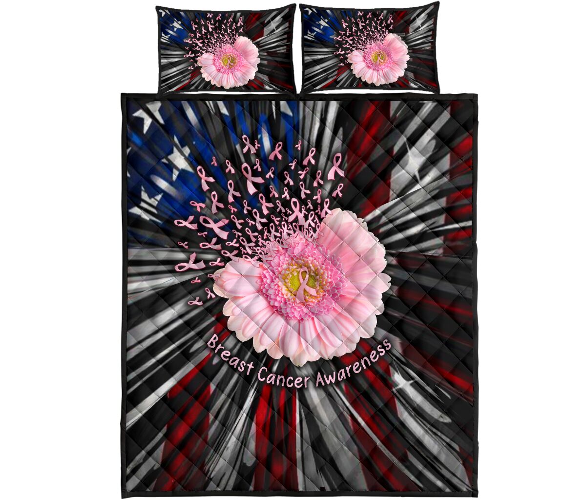 Ensemble de courtepointe de sensibilisation au cancer du sein 0622