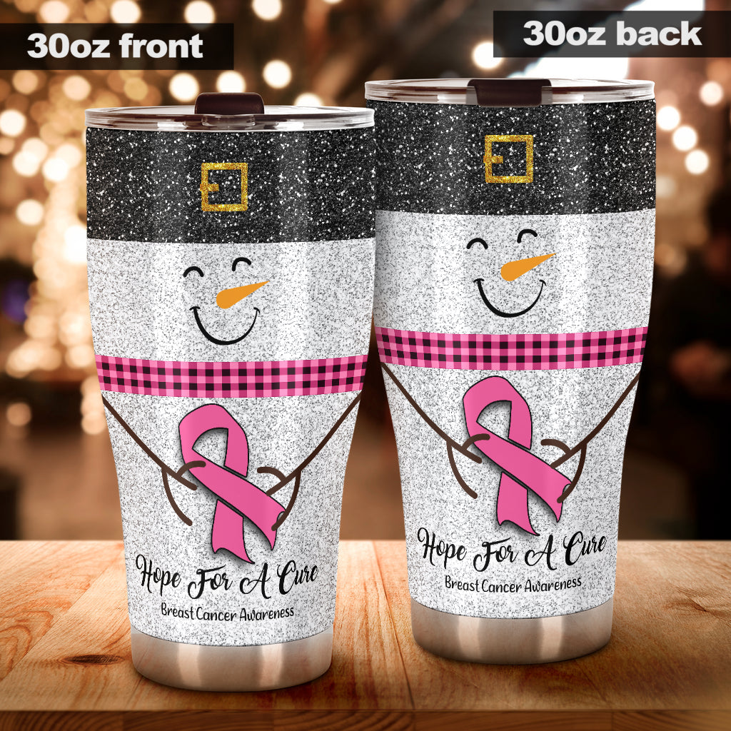 Hope For A Cure Faux Glitter Print Breast Cancer Awareness Tumbler 0622