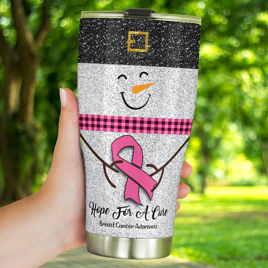 Hope For A Cure Faux Glitter Print Breast Cancer Awareness Tumbler 0622