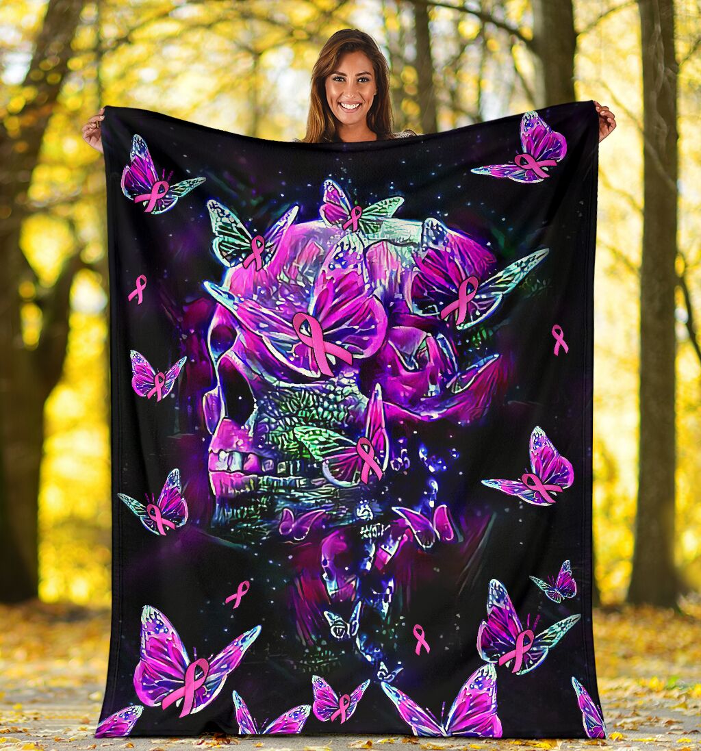 Couverture de sensibilisation au cancer du sein avec motif de crâne 0622