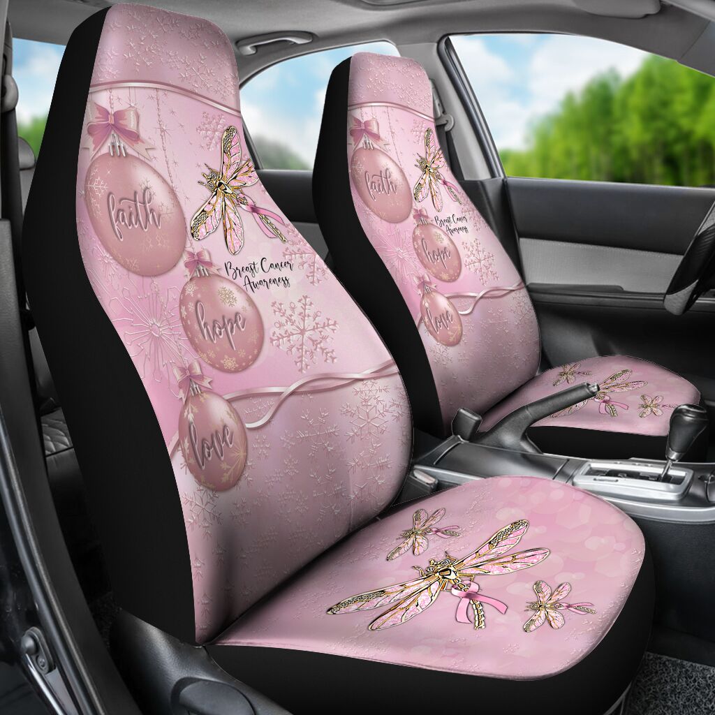 Housses de siège imprimées en métal « Foi, Espoir, Amour » pour la sensibilisation au cancer du sein 0622