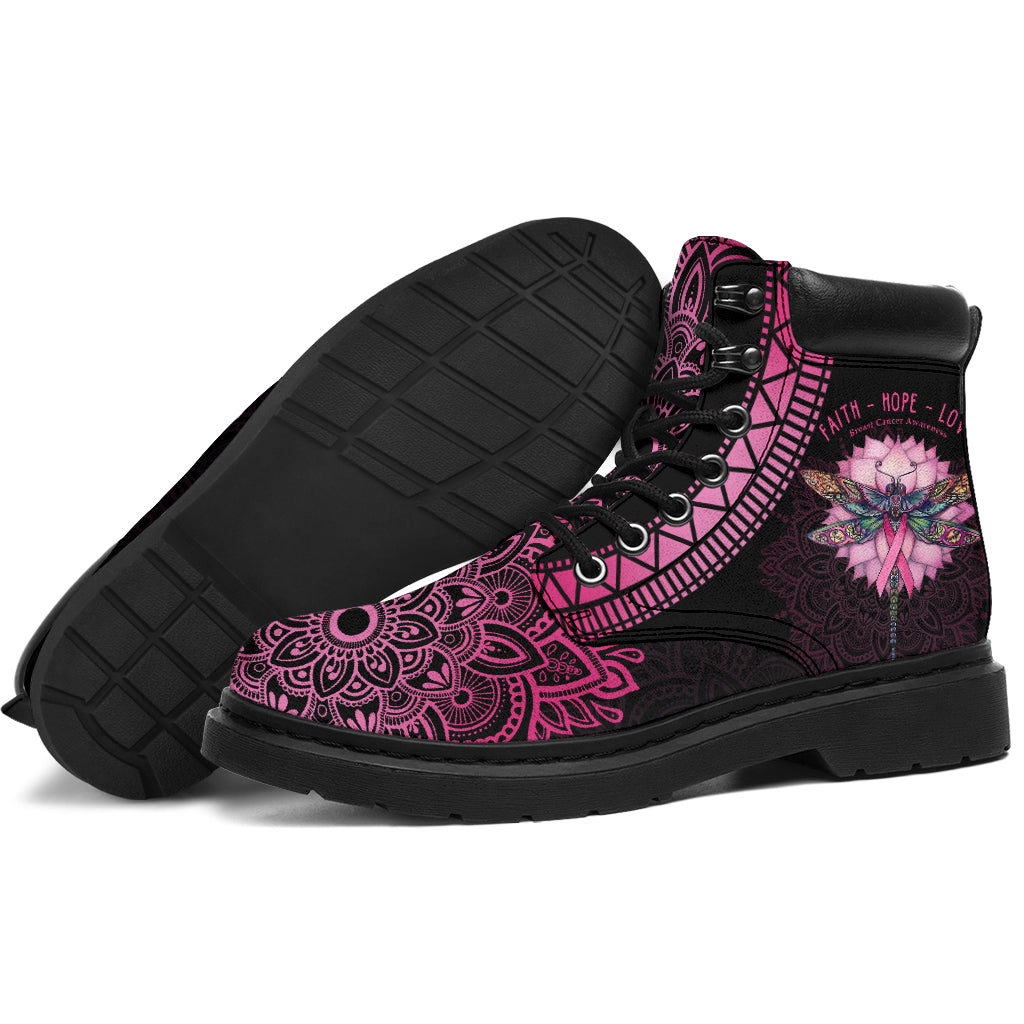 Dragonfly Faith Hope Love Breast Cancer Awareness All Season Boots 0622