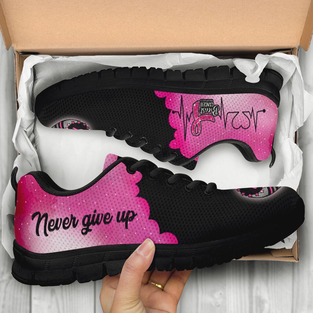 Never Give Up Breast Cancer Awareness Sneakers 0622