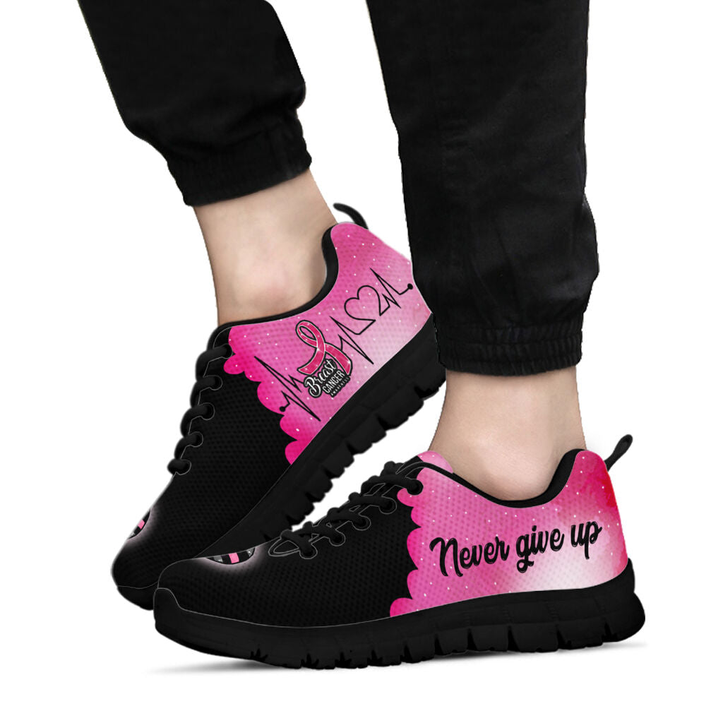 Never Give Up Breast Cancer Awareness Sneakers 0622