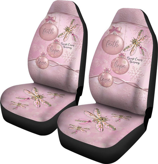 Faith Hope Love Metal Pattern Print Breast Cancer Awareness Seat Covers 0622
