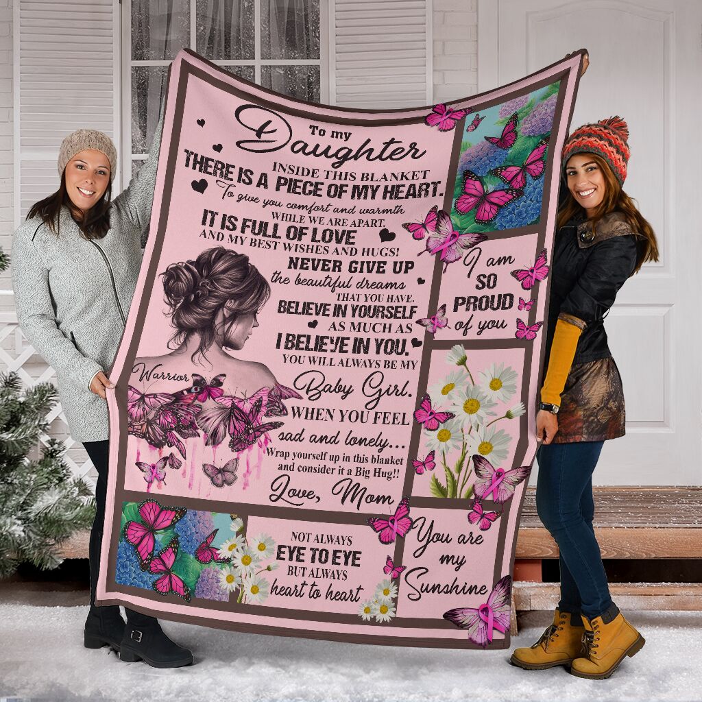 To My Daughter Breast Cancer Awareness Blanket 0622