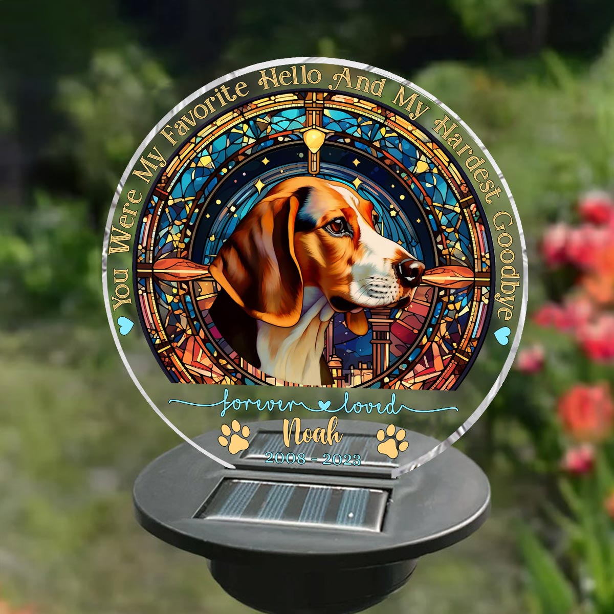 Tu étais mon préféré Bonjour - Lampe solaire de jardin personnalisée pour chien