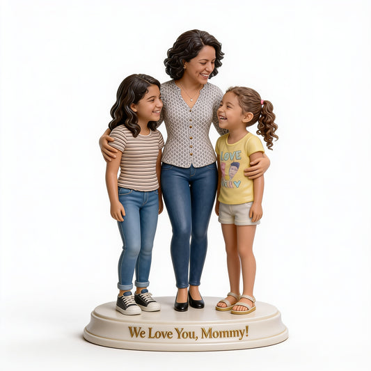Custom Latin Mother and Daughter Desk Sign Personalized Family Portrait Luxury Home Decor Statue Gift