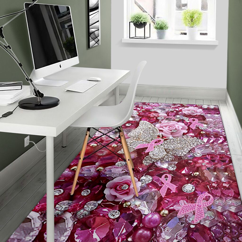 Pink Warrior Pattern Print Breast Cancer Awareness Rug 0622