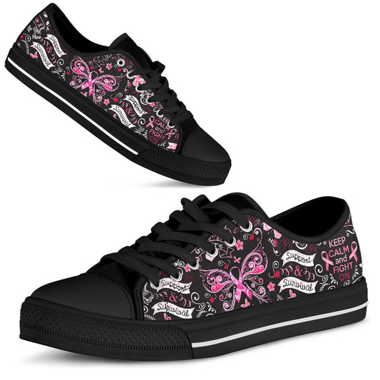 Restez calme et luttez ! Survivante du cancer du sein. Chaussures basses de sensibilisation au cancer du sein 0622
