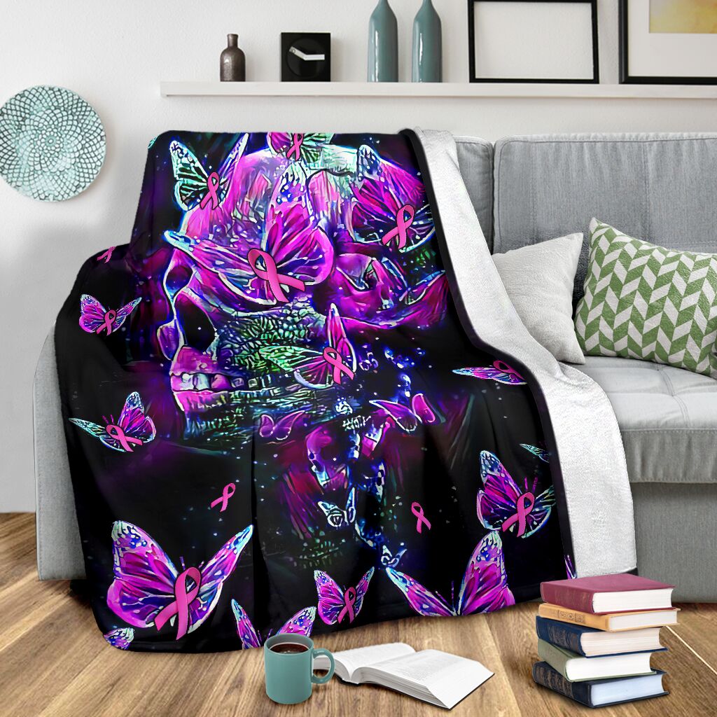 Couverture de sensibilisation au cancer du sein avec motif de crâne 0622