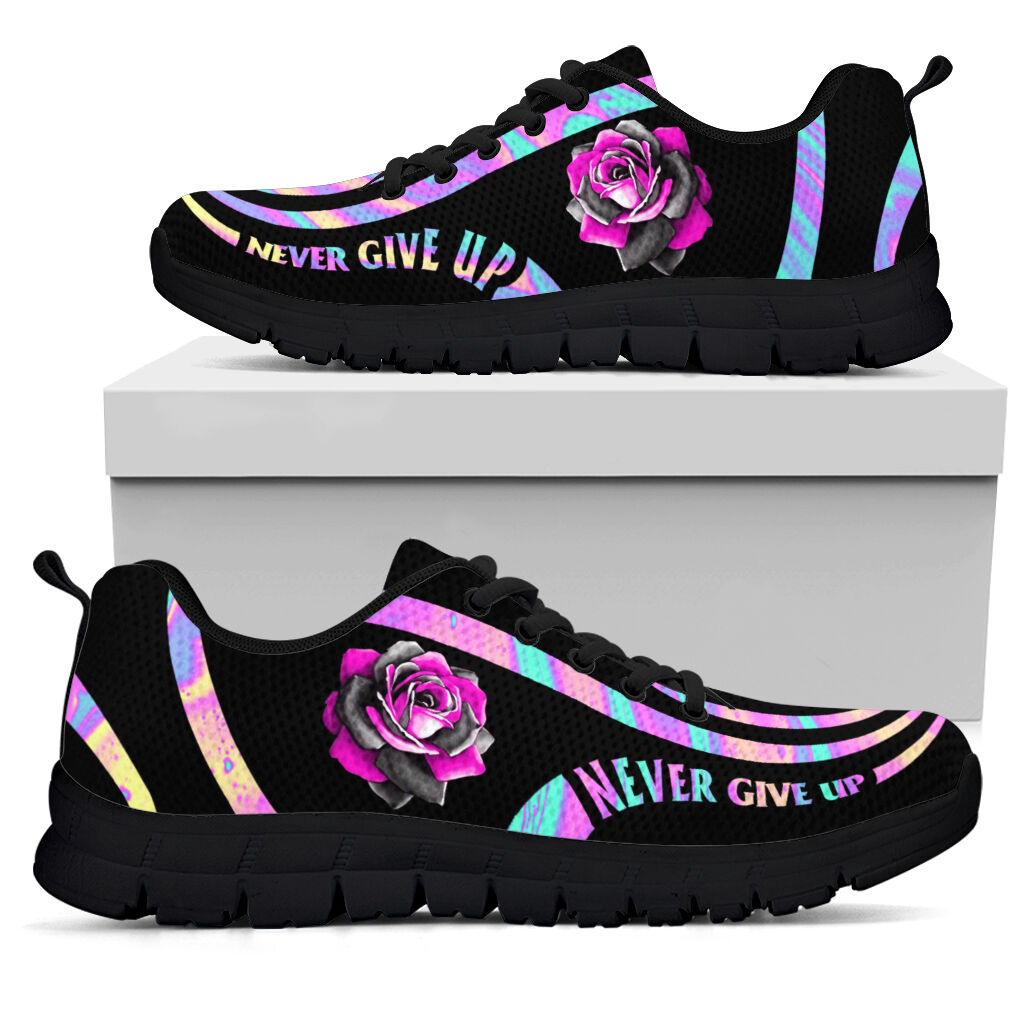Never Give Up Breast Cancer Awareness Sneakers 0622