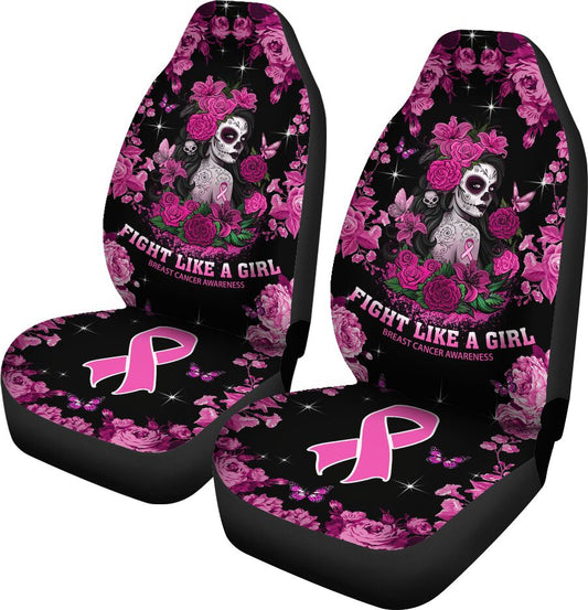 Fight Like A Girl Breast Cancer Awareness Seat Covers 0622