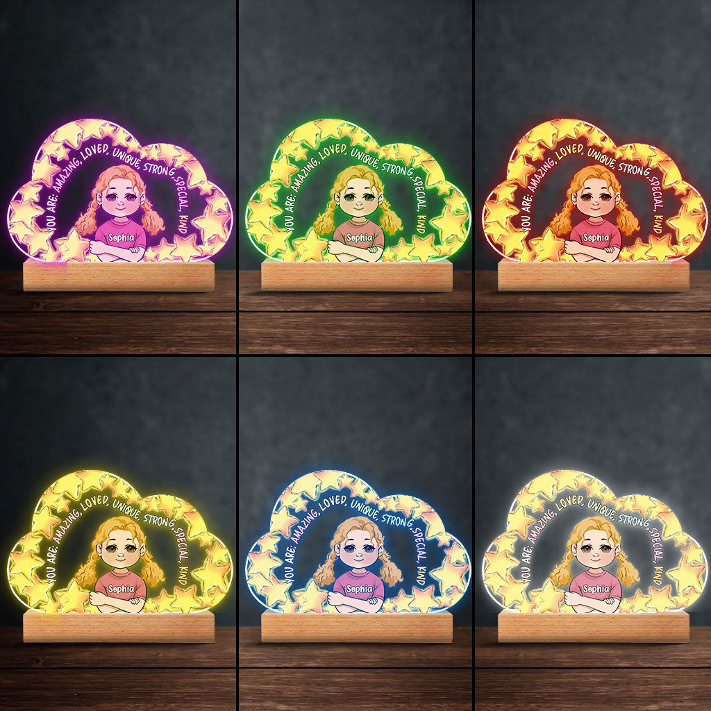 Tu es formidable - Socle lumineux personnalisé en forme de famille