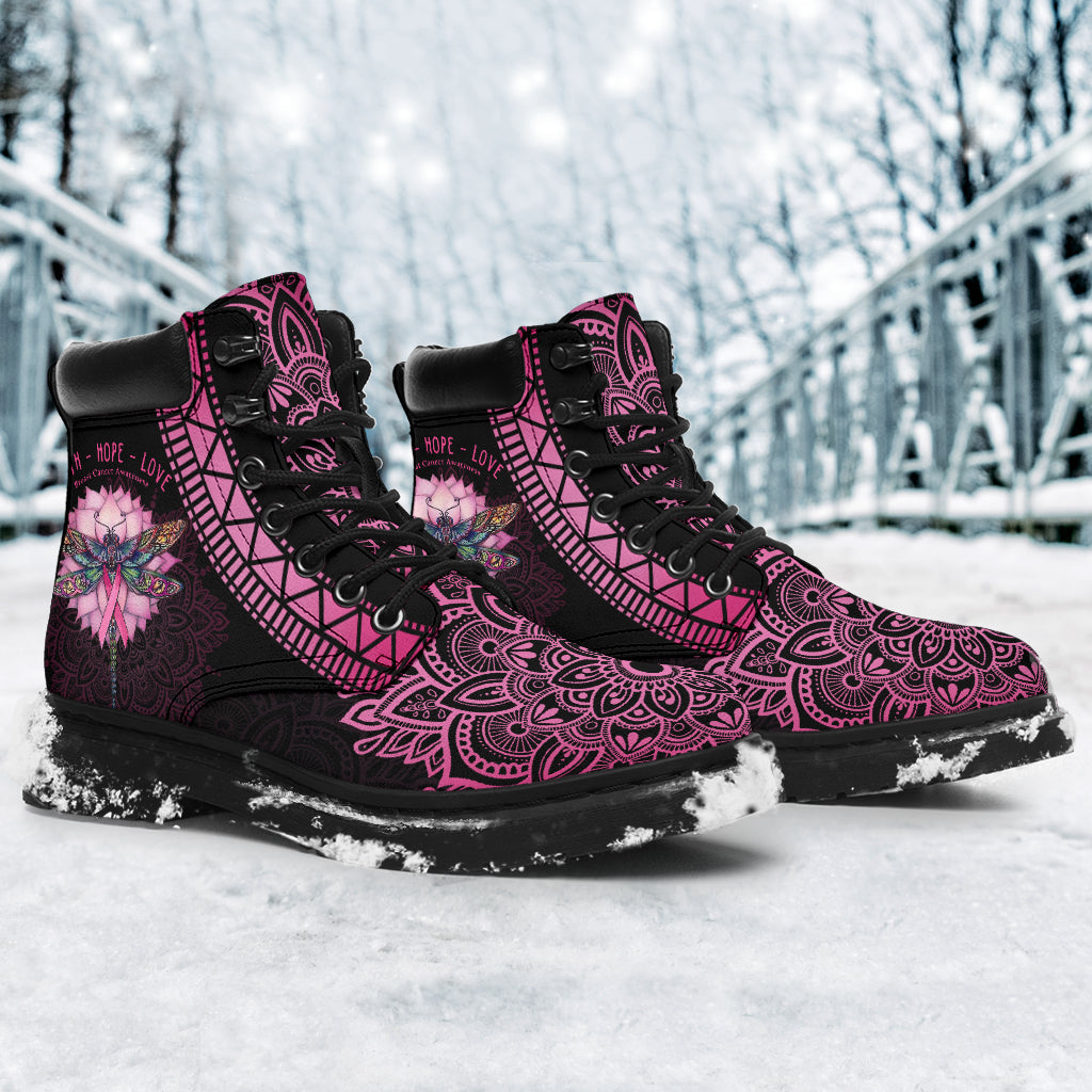 Dragonfly Faith Hope Love Breast Cancer Awareness All Season Boots 0622