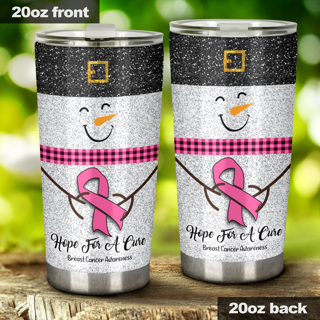 Hope For A Cure Faux Glitter Print Breast Cancer Awareness Tumbler 0622